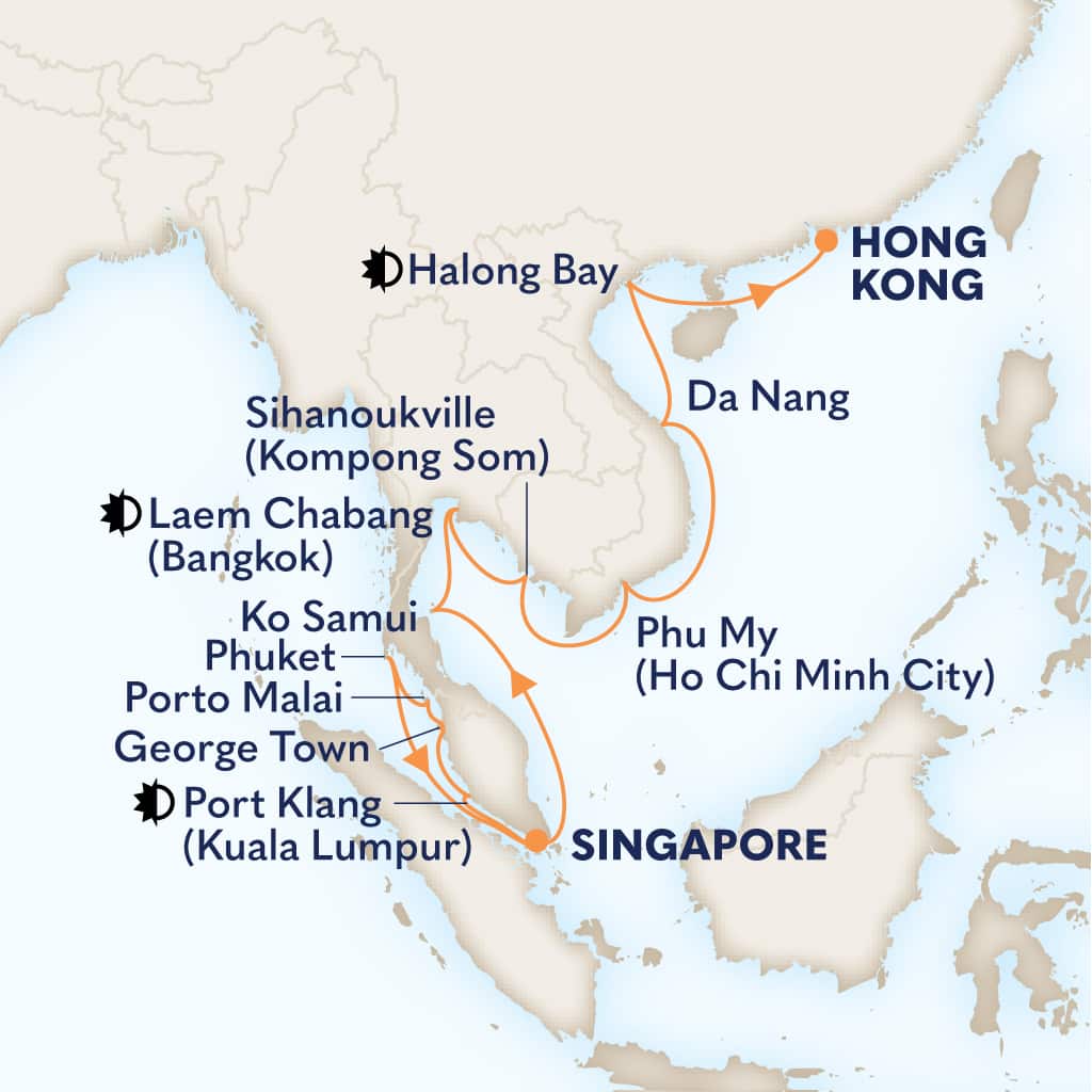 Itinerary map of 22-DAY FAR EAST DISCOVERY