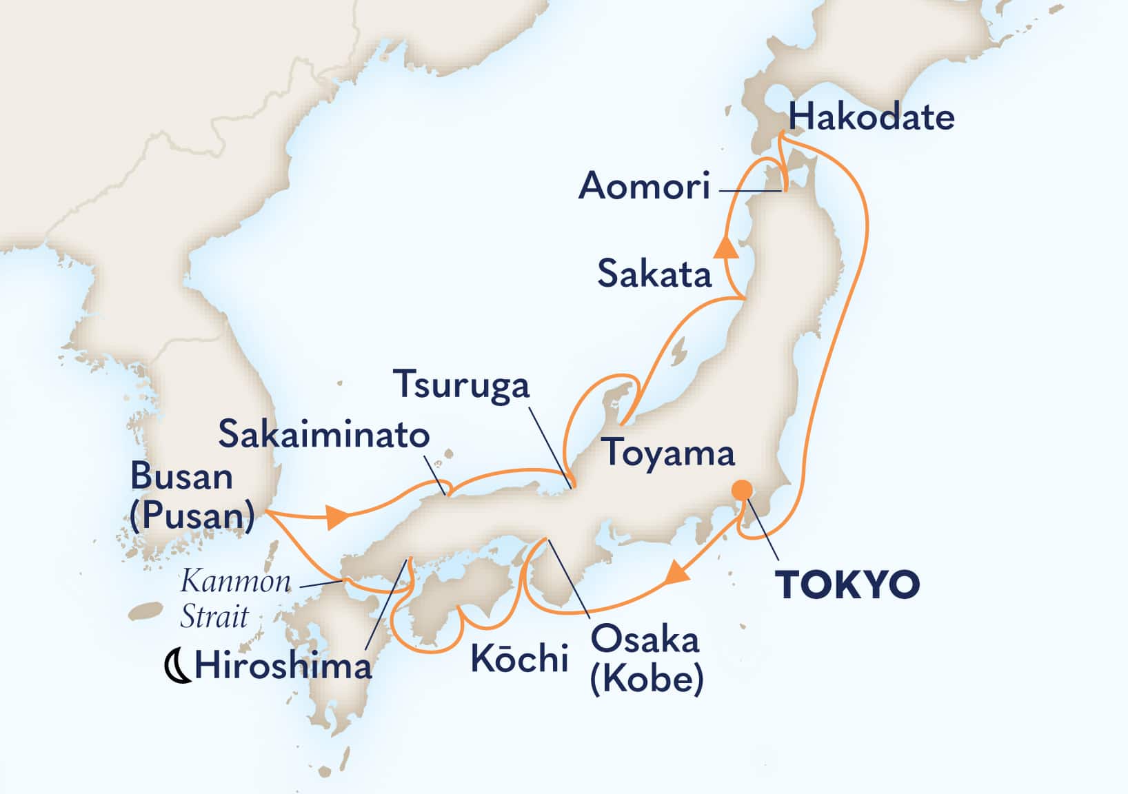 14-Day Circle Japan Itinerary Map