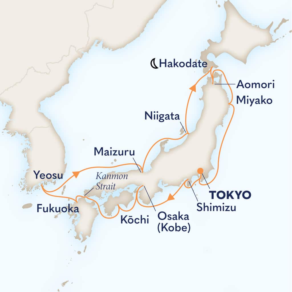 Itinerary map of 14-DAY CIRCLE JAPAN