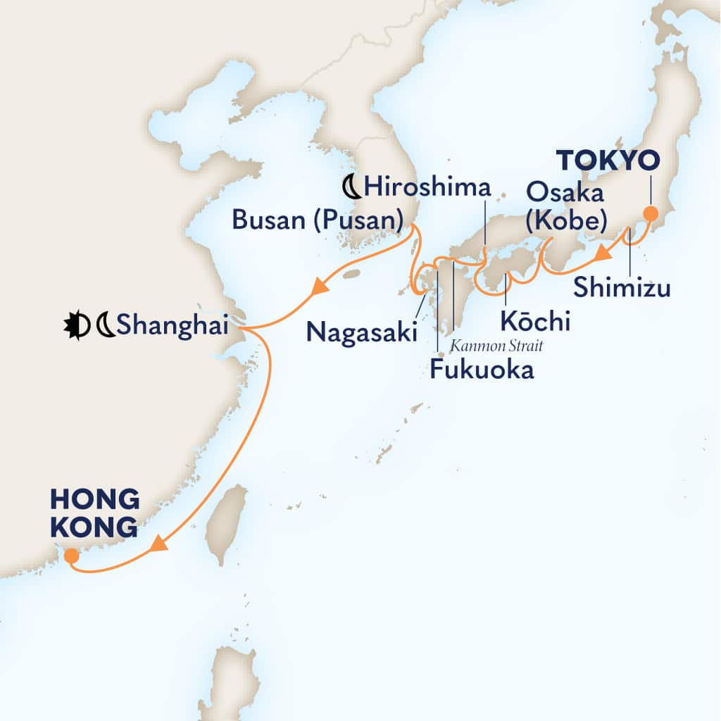 Itinerary map of 14-DAY JAPAN, SOUTH KOREA & CHINA