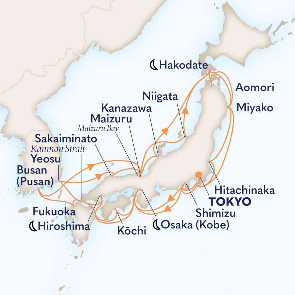 Itinerary map of 28-DAY CIRCLE JAPAN