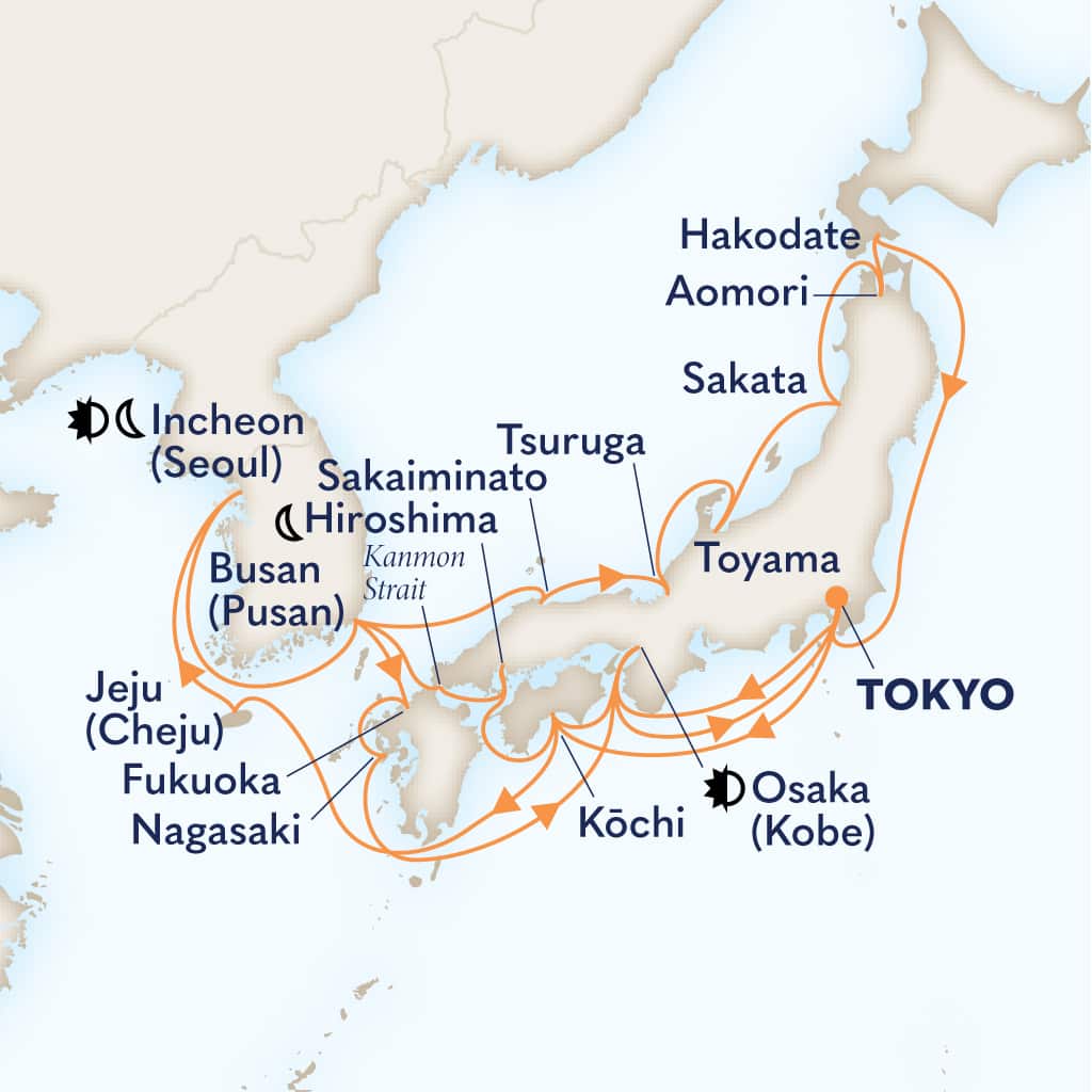 Itinerary map of 28-DAY SOUTH KOREA DISCOVERY & CIRCLE JAPAN