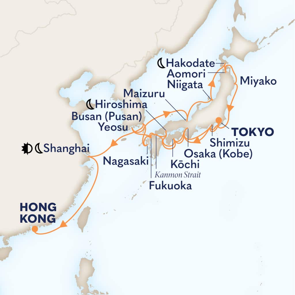 Itinerary map of 28-DAY JAPAN & SOUTH KOREA DISCOVERY