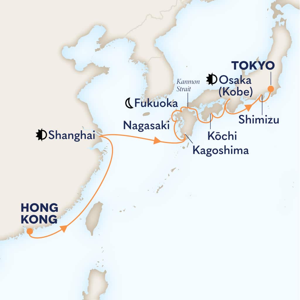 Itinerary map of 14-DAY CHINA & JAPAN DISCOVERY: SHANGHAI & OSAKA OVERNIGHT