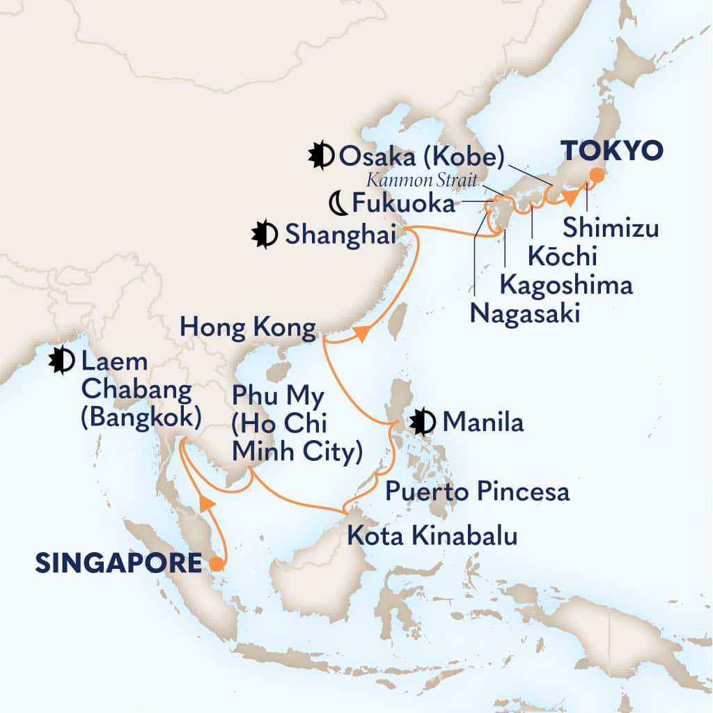 Itinerary map of 28-DAY THAILAND, MALAYSIA & THE PHILIPPINES