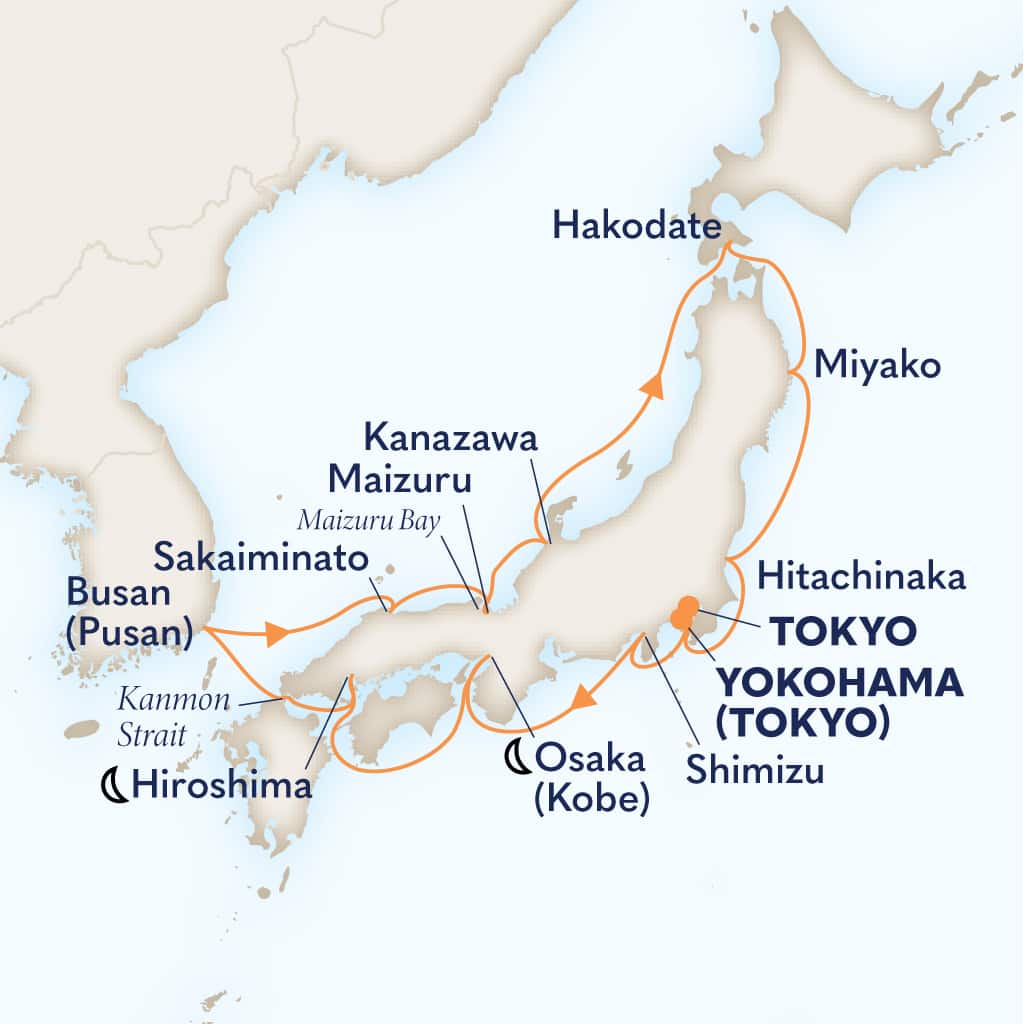 Itinerary map of 14-DAY CIRCLE JAPAN