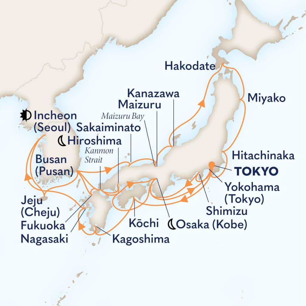 Itinerary map of 28-DAY SOUTH KOREA DISCOVERY & CIRCLE JAPAN