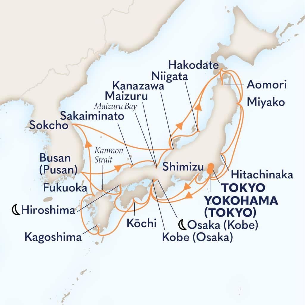 Itinerary map of 28-DAY CIRCLE JAPAN