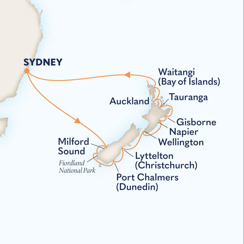 Itinerary map of 14-DAY NEW ZEALAND DISCOVERY