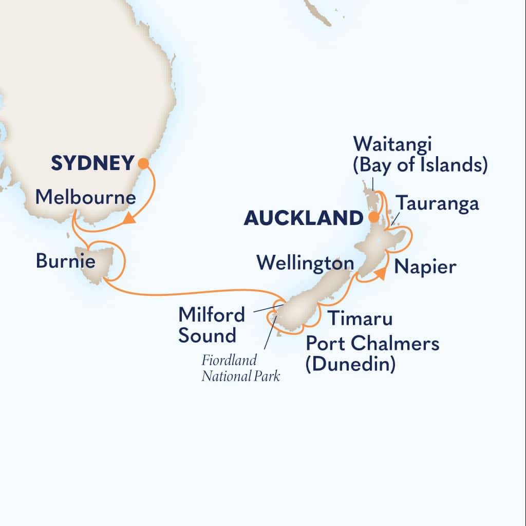 Itinerary map of 14-DAY AUSTRALIA & NEW ZEALAND