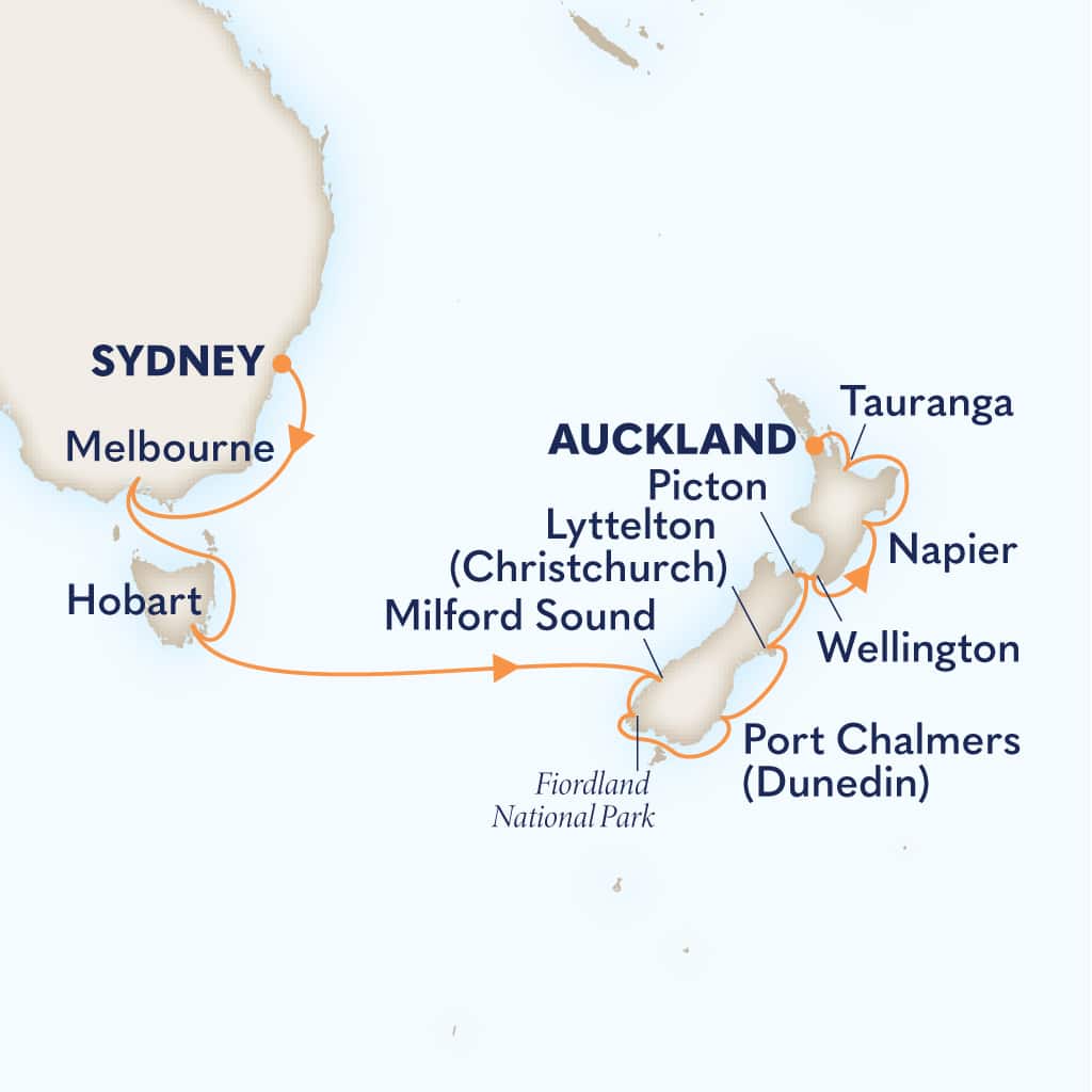 Itinerary map of 14-DAY AUSTRALIA & NEW ZEALAND