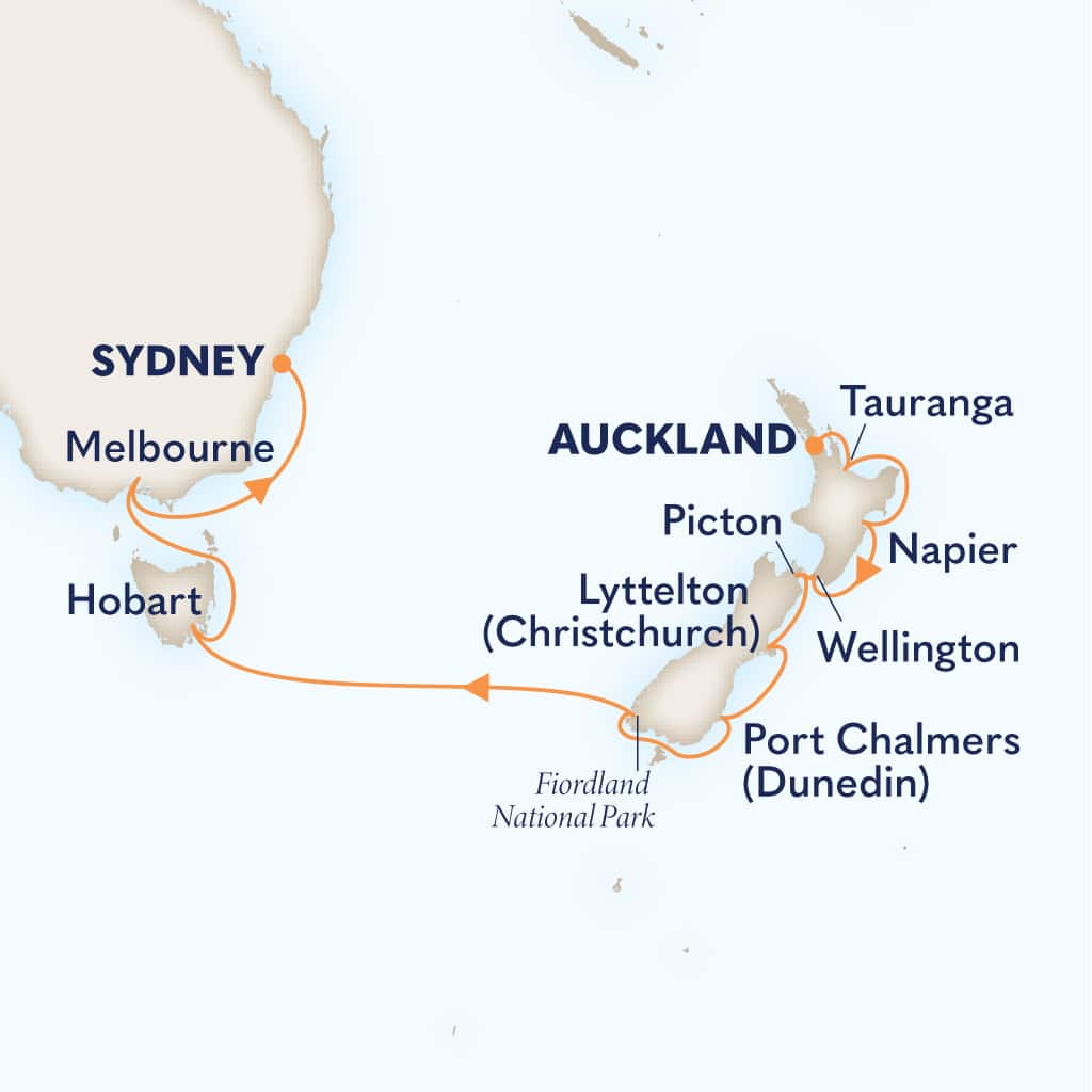 Itinerary map of 14-DAY AUSTRALIA & NEW ZEALAND