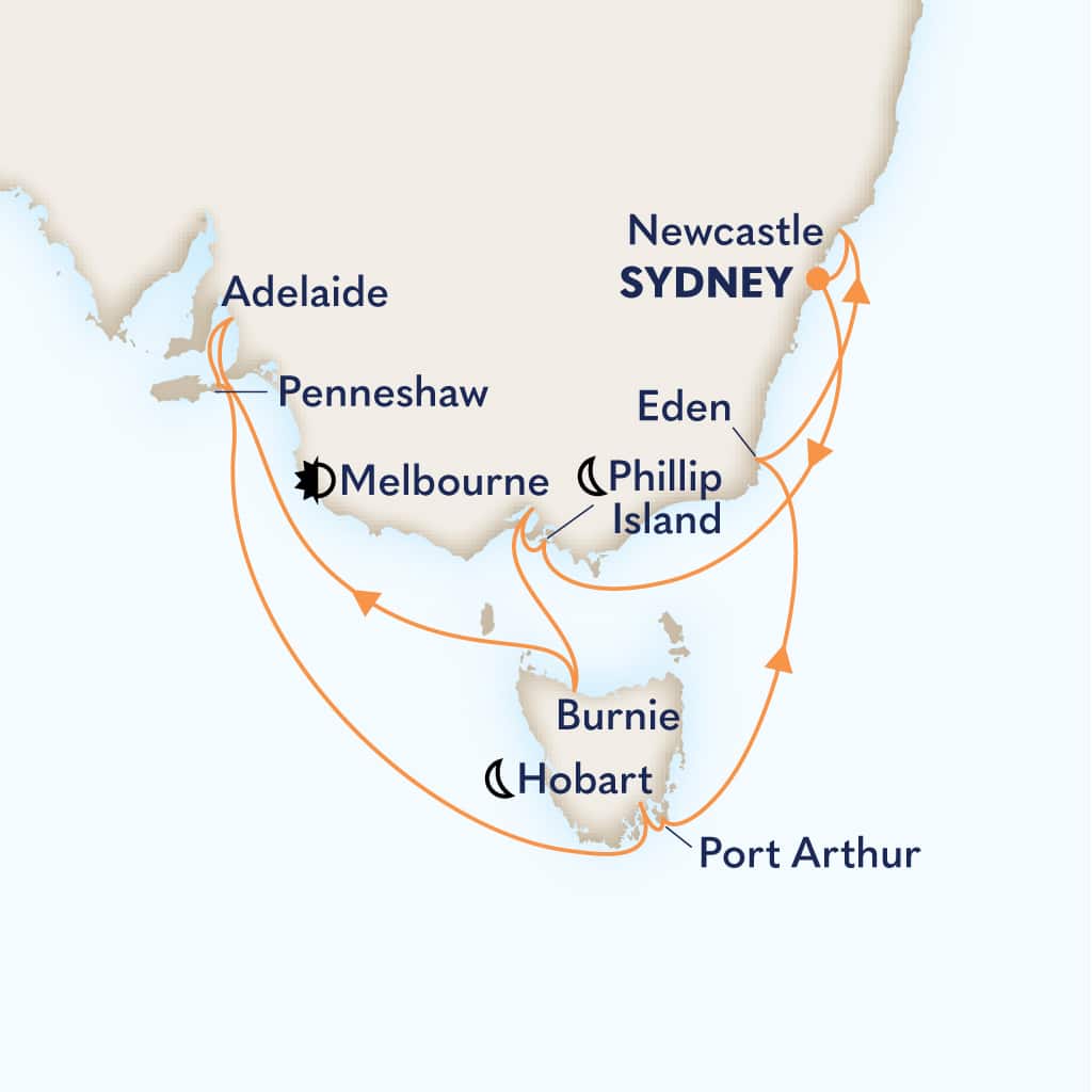 Itinerary map of 16-DAY SOUTH AUSTRALIA DISCOVERY HOLIDAY