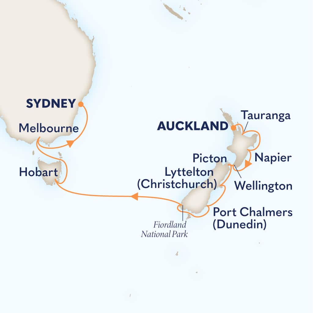 Itinerary map of 14-DAY AUSTRALIA & NEW ZEALAND