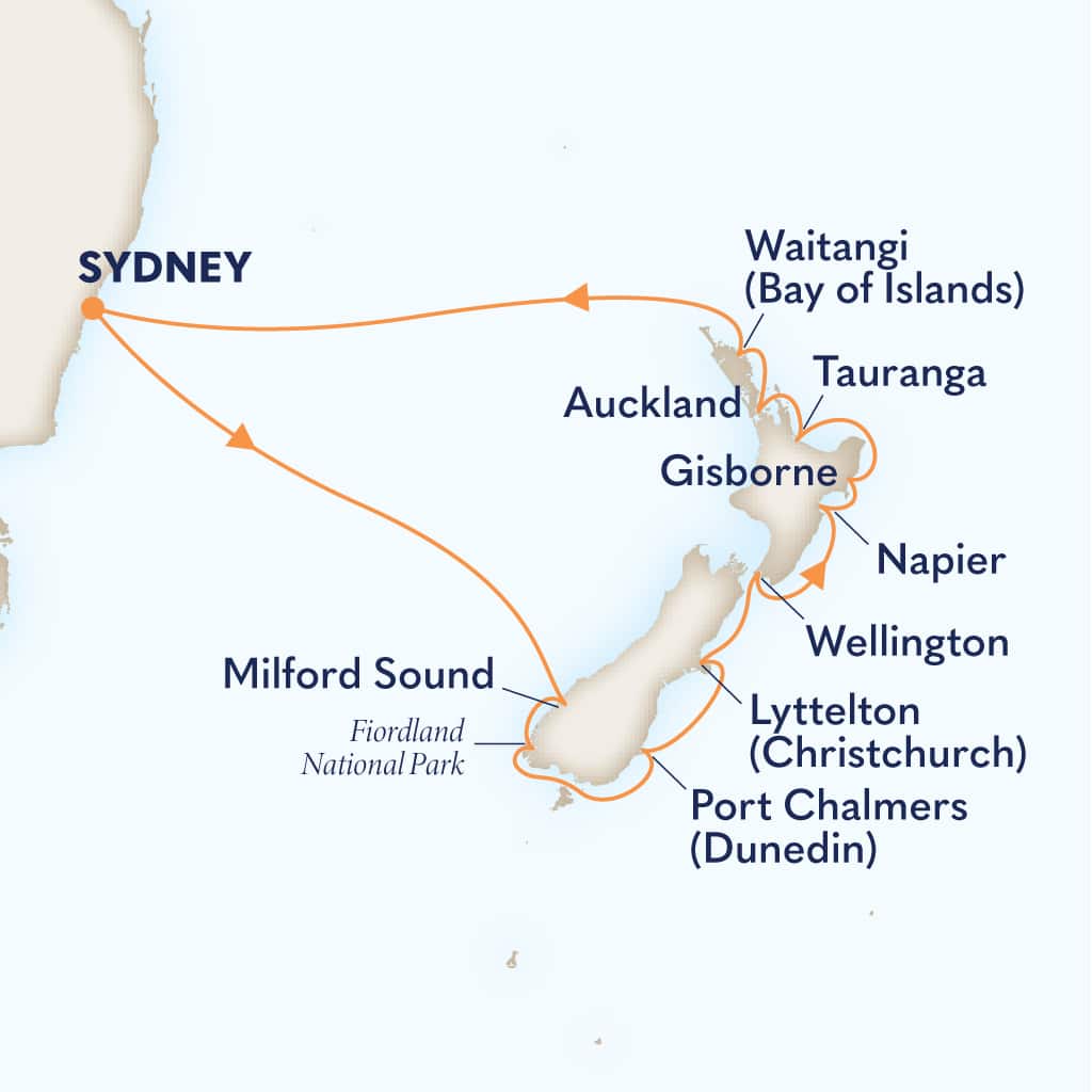 Itinerary map of 14-DAY NEW ZEALAND DISCOVERY