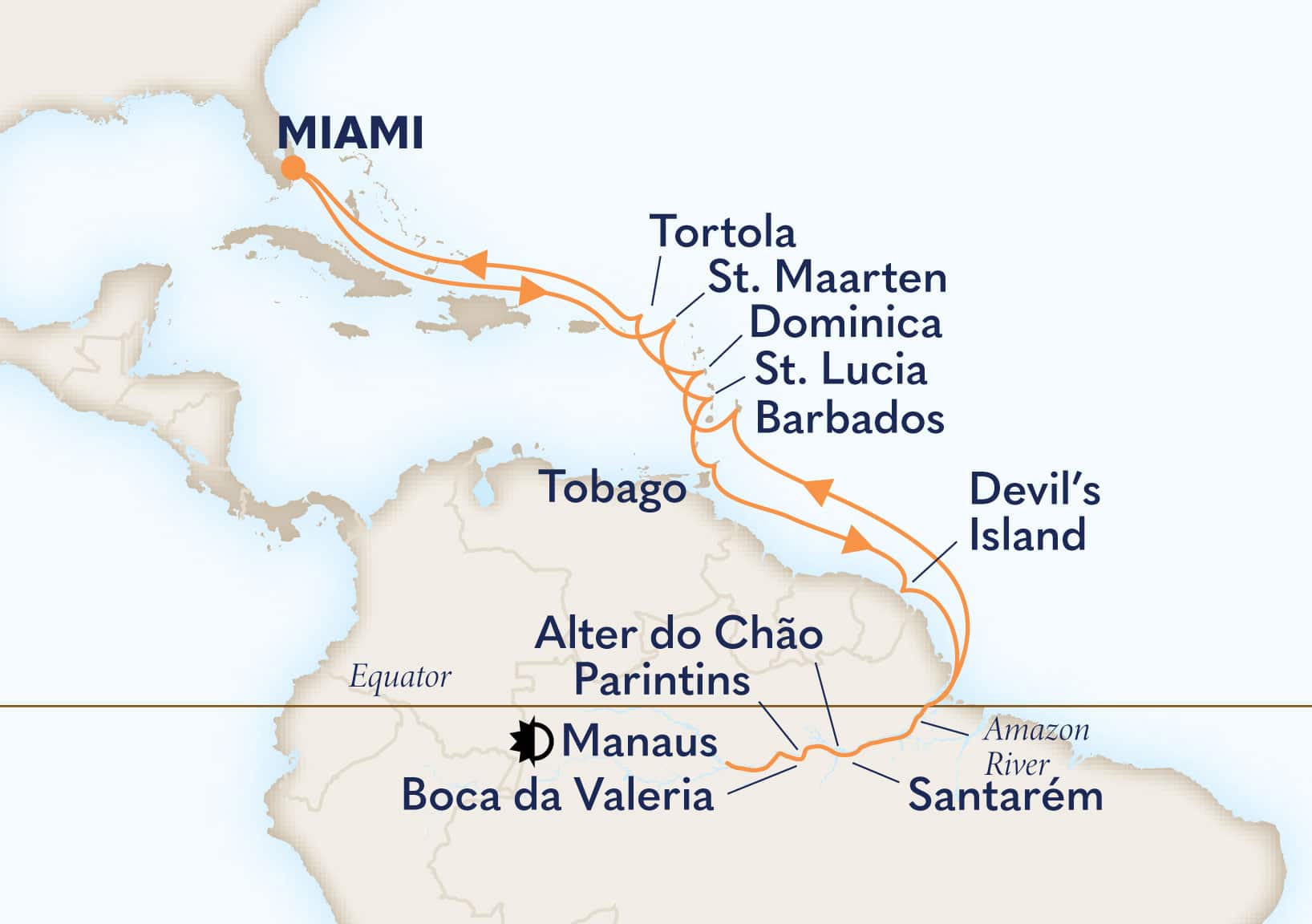 27-Day Amazon Explorer Itinerary Map