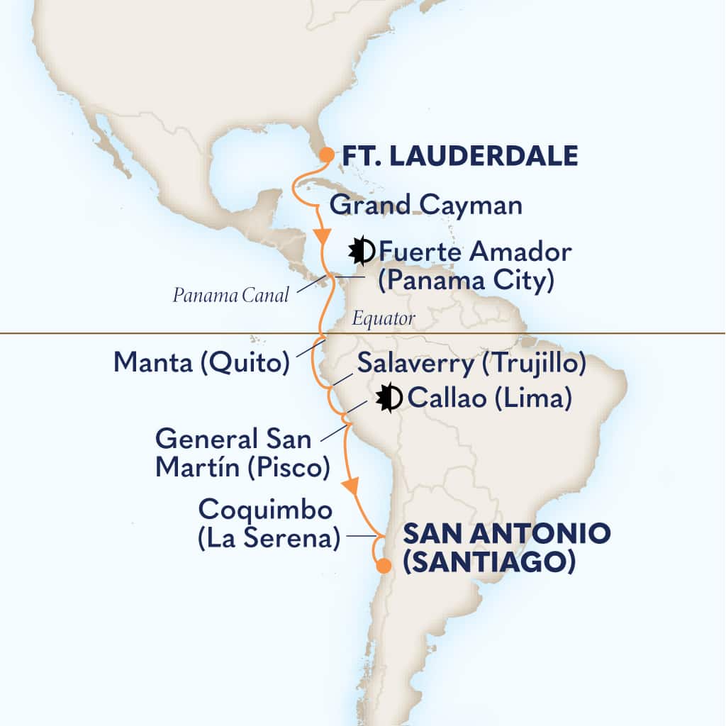 Itinerary map of 16-DAY INCA & PANAMA CANAL DISCOVERY: LIMA OVERNIGHT