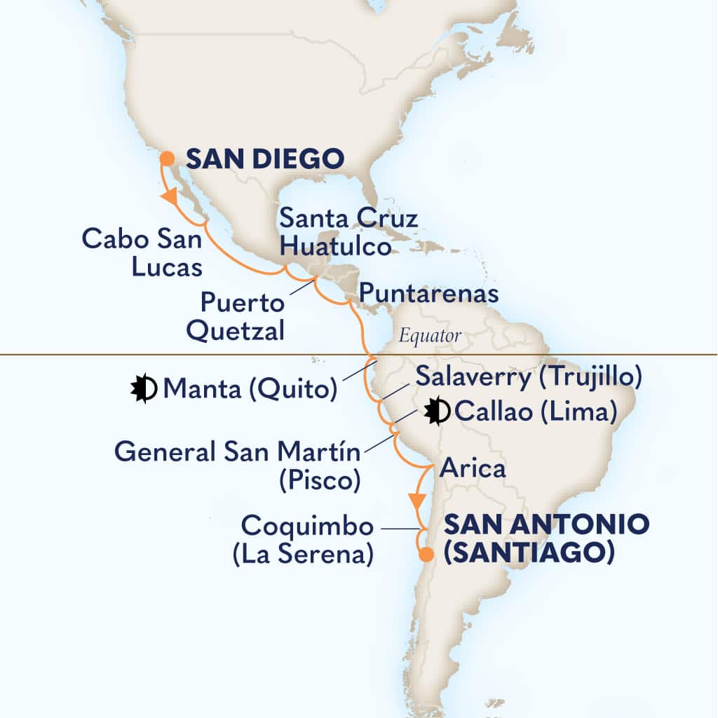 Itinerary map of 21-DAY INCA COAST DISCOVERY SEGMENT