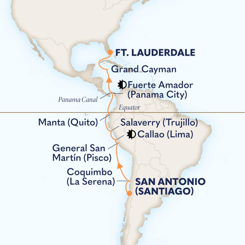 Itinerary map of 16-DAY INCA & PANAMA CANAL DISCOVERY: LIMA OVERNIGHT