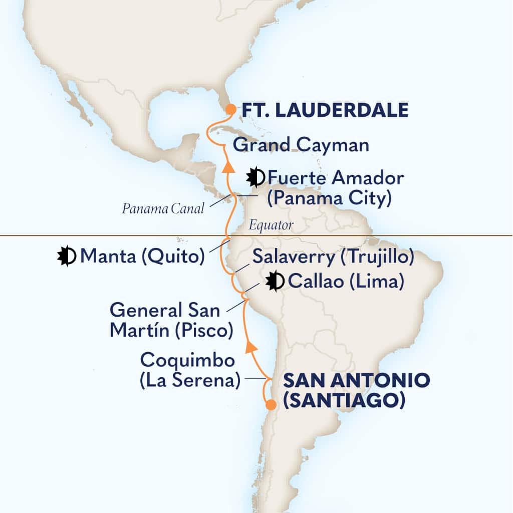 Itinerary map of 17-DAY INCA & PANAMA CANAL DISCOVERY: LIMA OVERNIGHT