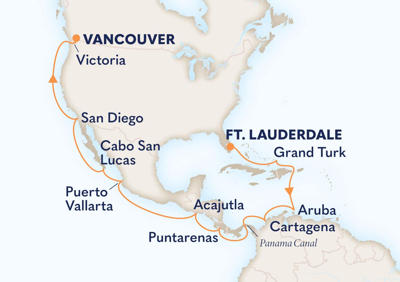 21-Day Panama Canal Itinerary Map