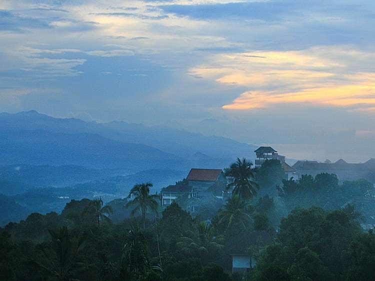A foggy morning in Denpasar, Bali.
