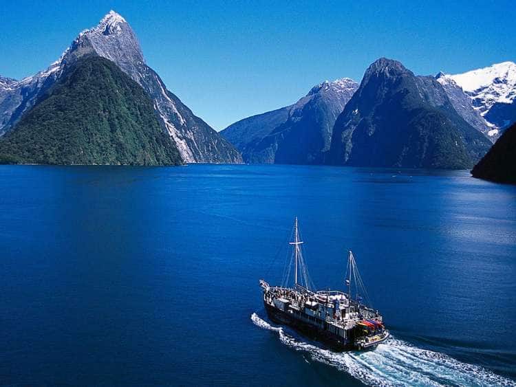 Ariel view of Milford Sound, New Zealand seen on Holland America New Zealand cruises