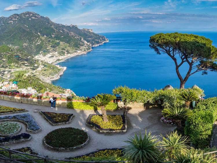 Aerial view of the Amalfi coast.