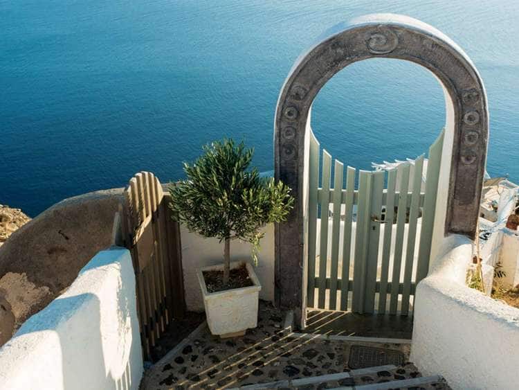 gate to a home in santorini, greece