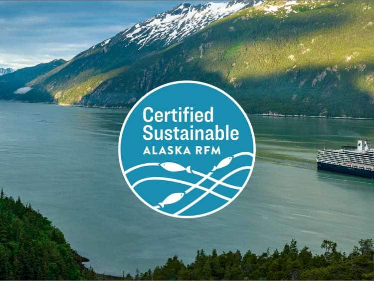 Certified Sustainable Alaska RFM logo and cruise ship