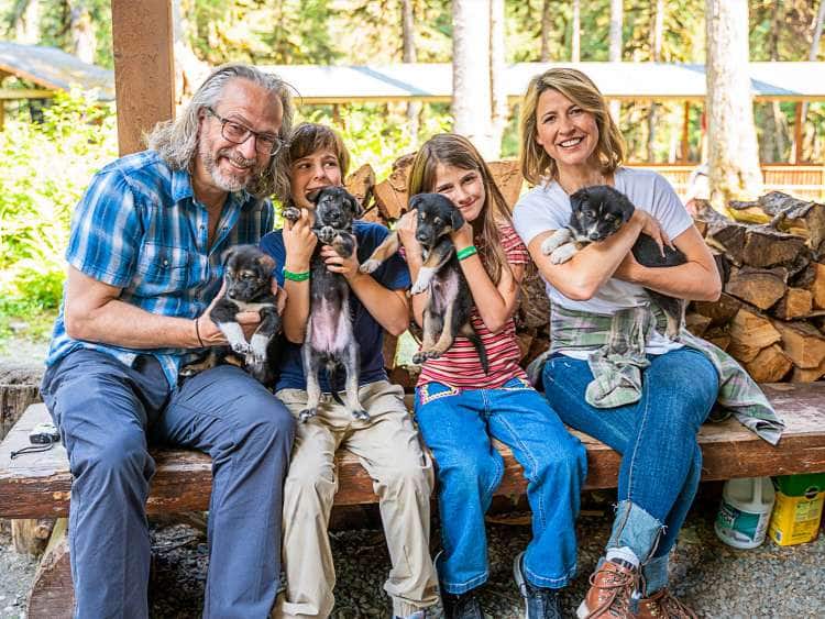 television personality Samantha Brown with her family in Alaska