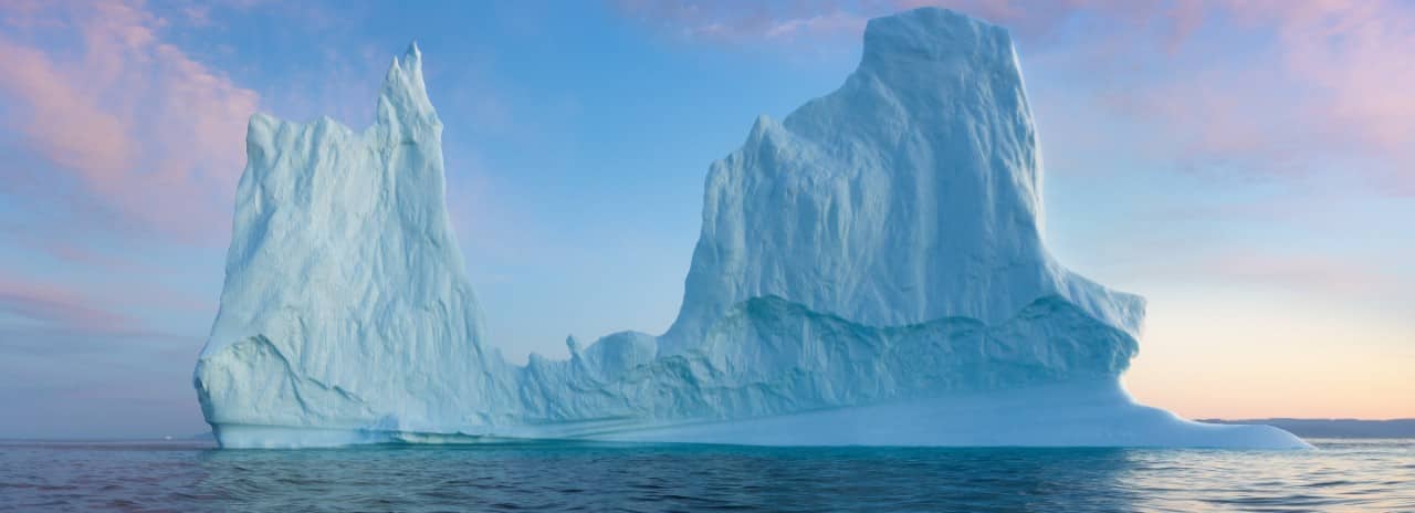 View of Disko bay in Greenland.
