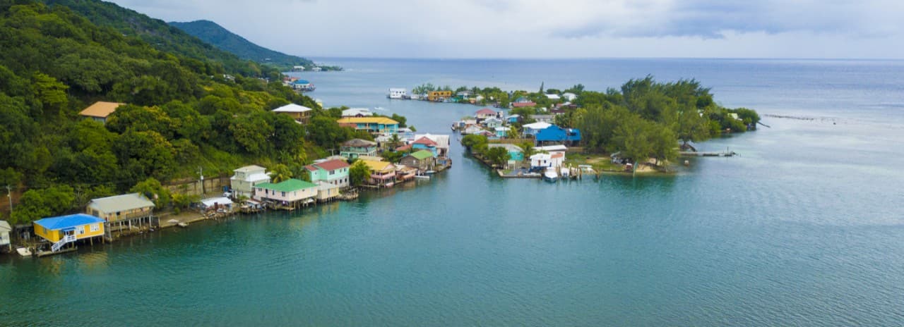 Roatán, an island in the Caribbean, off the northern coast of Honduras.