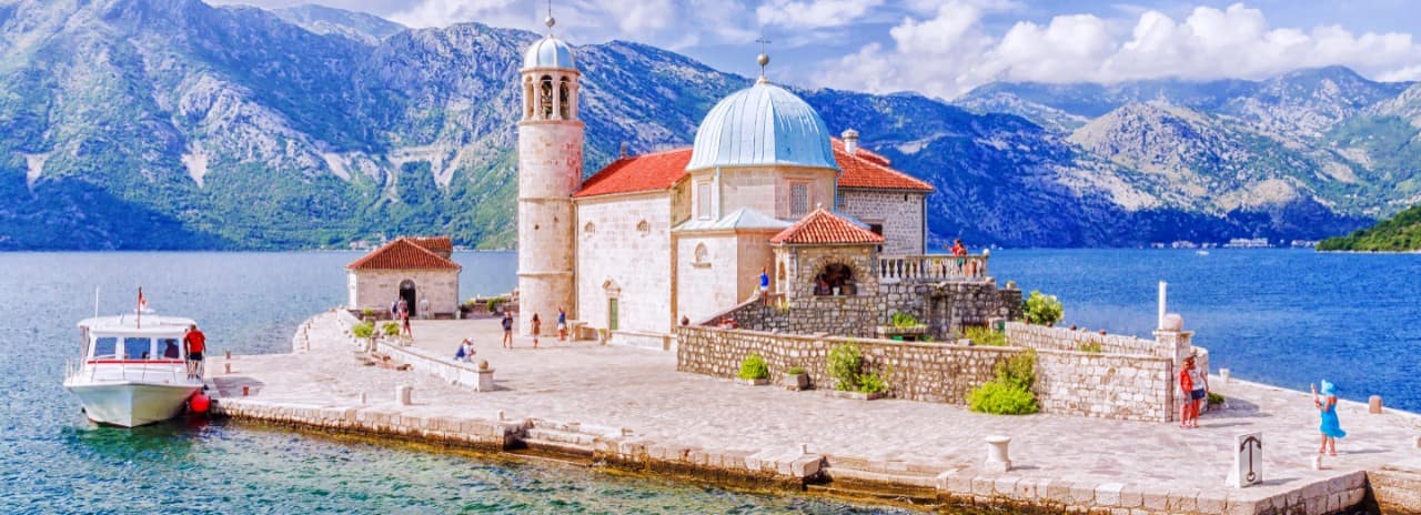 A view of the Church of Our Lady Reef in Montenegro.
