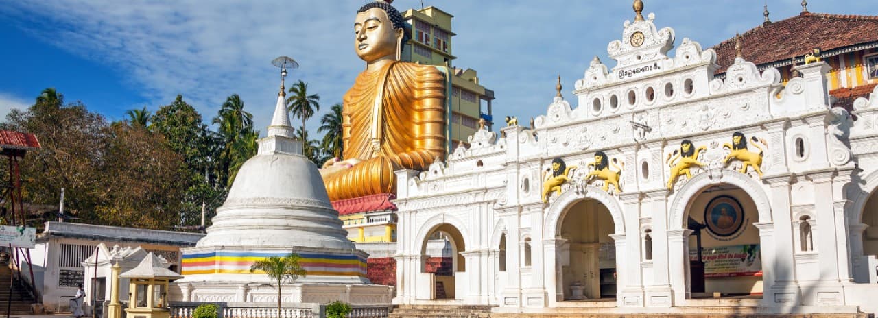A view of a temple in Sri Lanka.