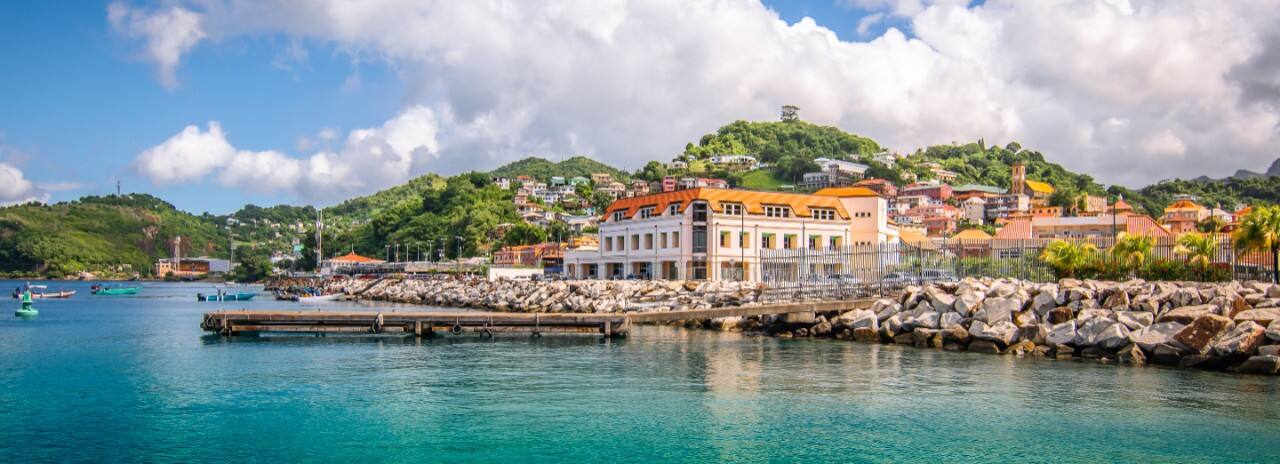 A panoramic view of the port in Grenada.