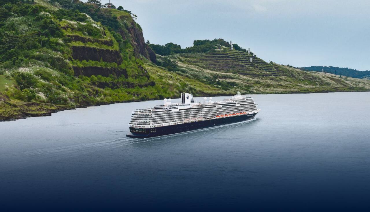 A Holland America Cruise ship in the Panama Canal.