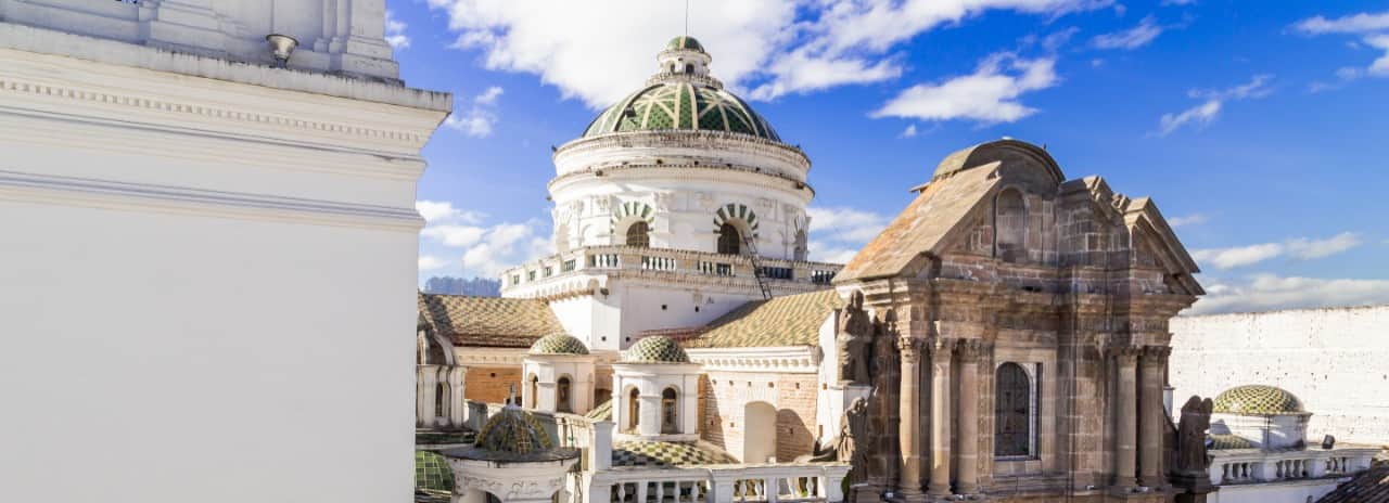 The view of an old building in Quito, Ecuador.