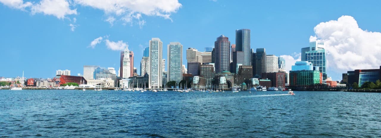 A view of the waterfront in the city of Boston.