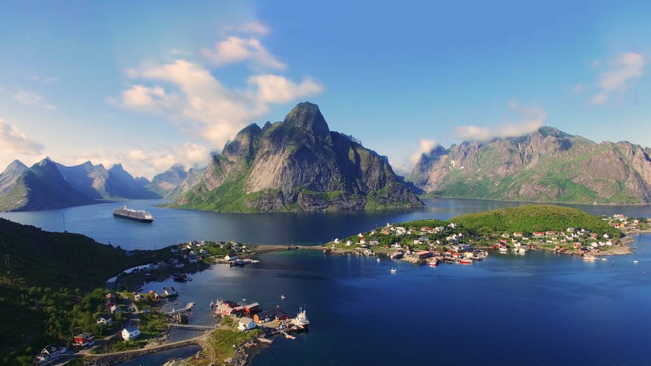 Panoramic view of Lofoten archipelago in Norway.
