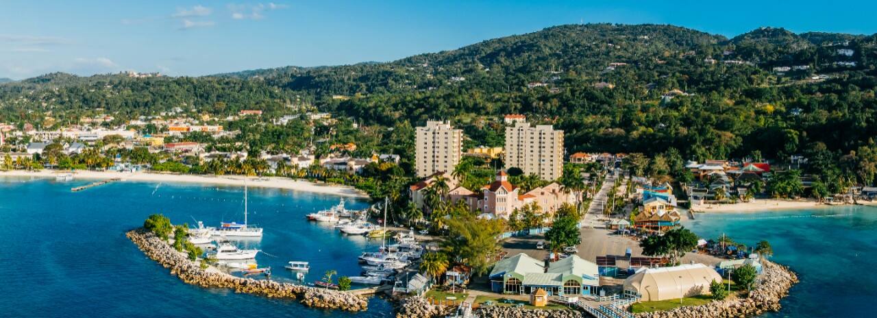 A panoramic view of the city of Ocho Rios in Jamaica.