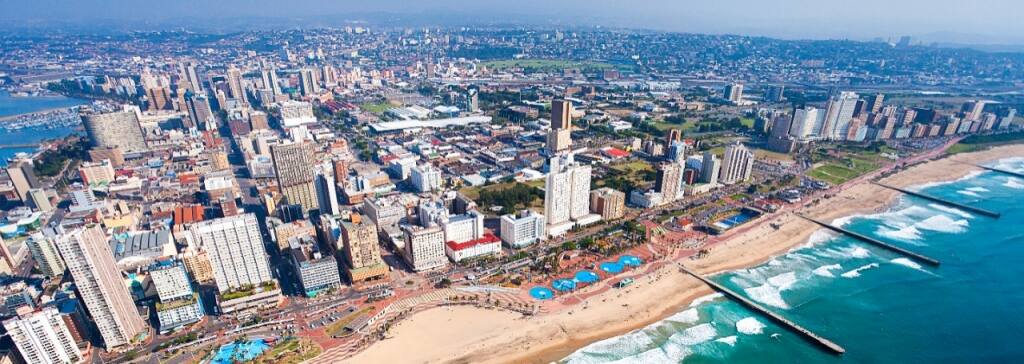 Durban beachfront and city skyline, KwaZulu-Natal, South Africa