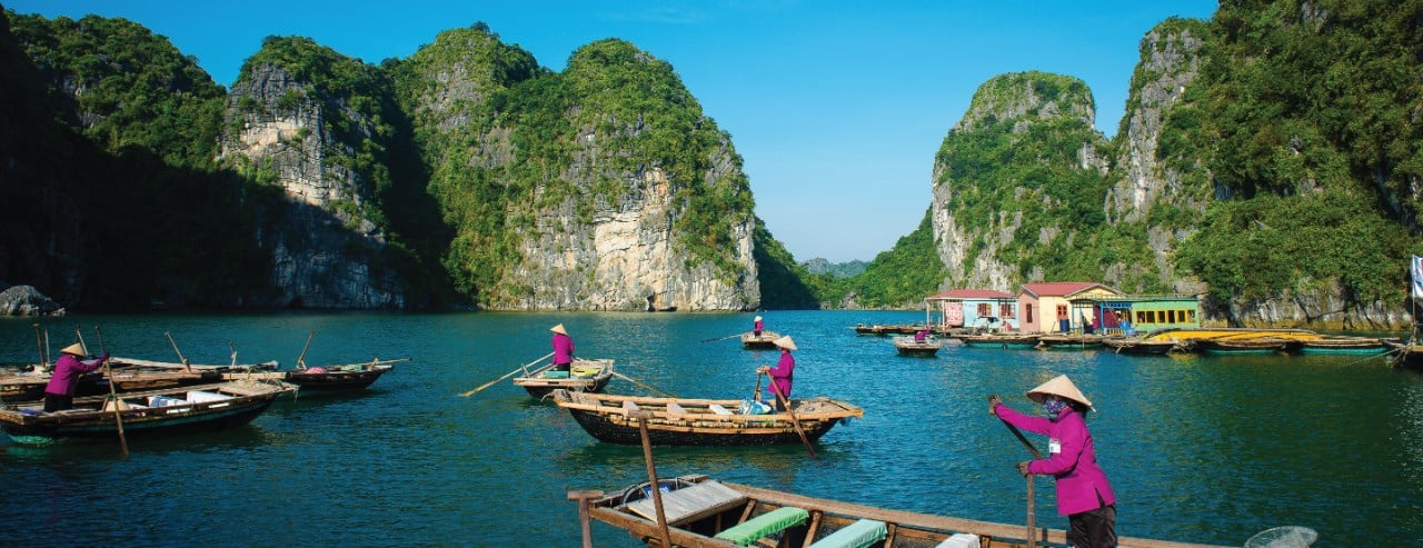 Boats in Halong Bay, Vietnam.