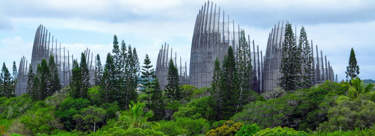 The Jean-Marie Tjibaou Cultural Centre near to the historic centre of Nouméa, the capital of New Caledonia