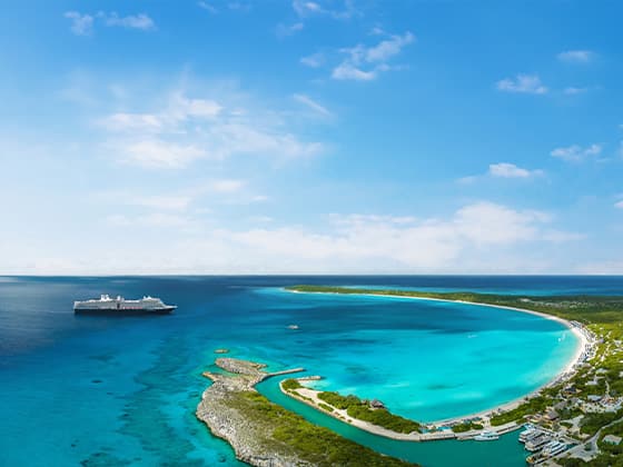 Tropical Caribbean beach and water for a Holland America cruise vacation