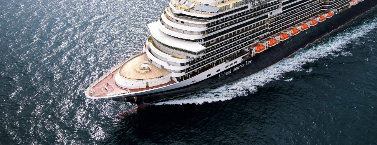 Aerial view of Holland America Line cruise ship.