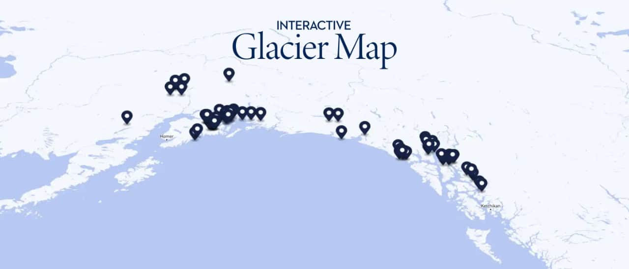 A general map of local Alaska glaciers seen on a Holland America Alaska cruise