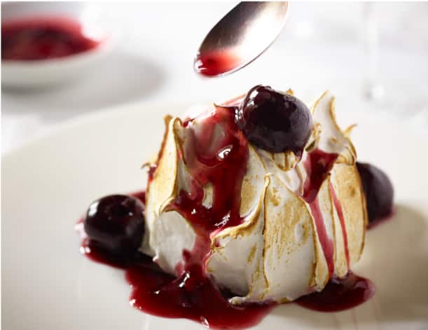 Baked Alaska dessert served on Holland America cruises