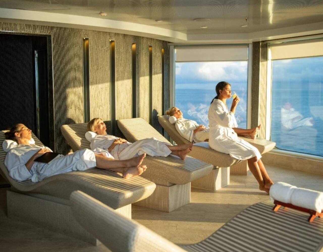 Women relaxing at the Greenhouse Spa on Signature class ship