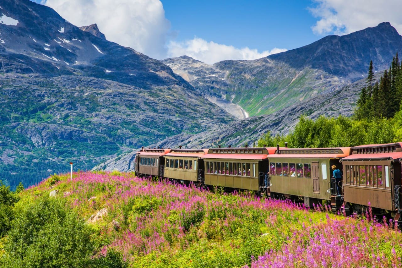 View of the White Pass & Yukon Railroad in The Yukon, Canada